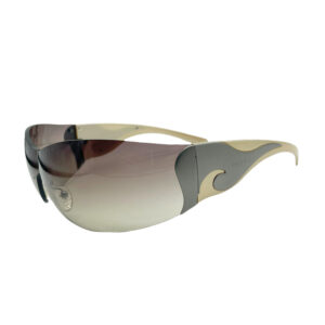 Vintage Prada Tribal Rimless Shield Sunglasses in Cream and Silver | NITRYL