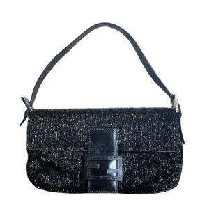 Vintage Fendi Beaded Shoulder Baguette Bag in Black | NITRYL