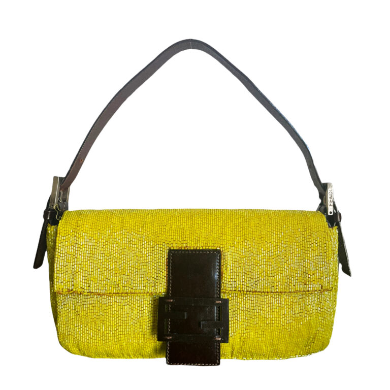 Vintage Fendi Beaded Shoulder Baguette in Yellow | NITRYL