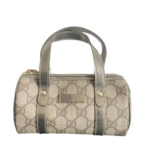 Vintage Gucci Monogram Micro Mini Boston Bag in Brown and Metallic | NITRYL