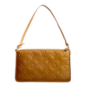 Vintage Louis Vuitton Vernis Pochette Mini Bag in Bronze | NITRYL