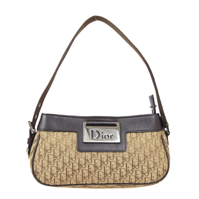 Vintage Dior Monogram Mini Baguette Bag in Beige/Brown | NITRYL