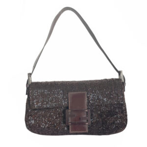 Vintage Fendi Beaded Shoulder Baguette Bag in Brown | NITRYL