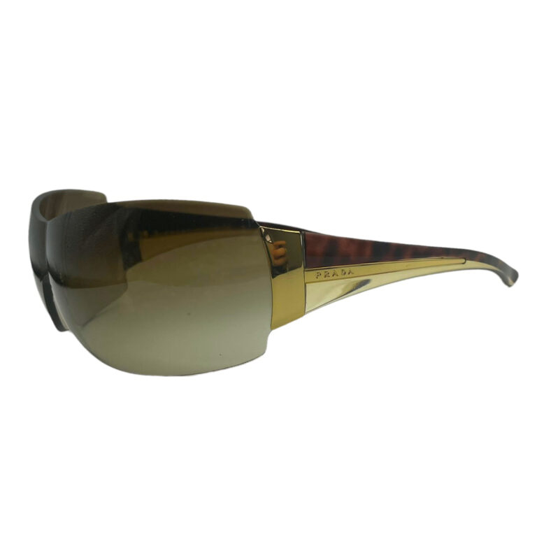 Vintage Prada Rimless Visor Sunglasses in Brown and Gold | NITRYL