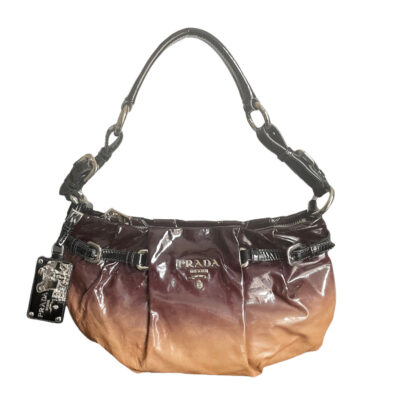 Prada PVC Ombre Shoulder Bag in Maroon Brown