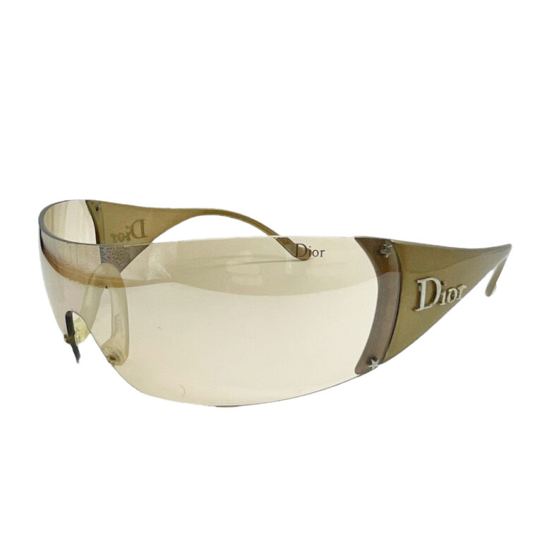 Vintage Dior Rimless Ski Shield Sunglasses in Gold | NITRYL