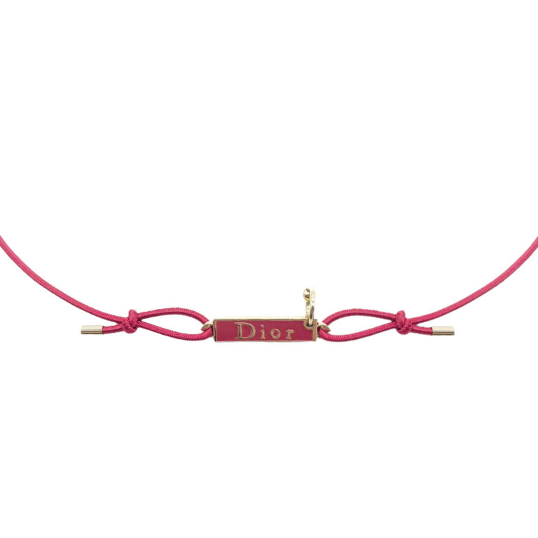 Vintage Dior Elastic Piercing Choker Necklace in Red and Gold | NITRYL