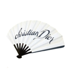 Vintage Dior Spellout Hand Fan in White | NITRYL