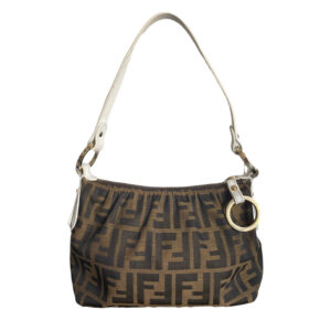 Vintage Fendi Zucca Monogram Mini Shoulder Bag in Brown and Cream | NITRYL