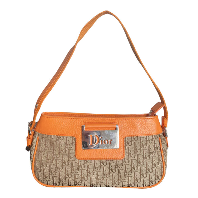 Vintage Dior Monogram Mini Baguette Bag in Beige / Orange | NITRYL