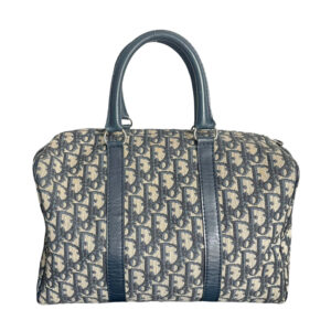 Vintage Dior Monogram Boston Bag in Navy | NITRYL