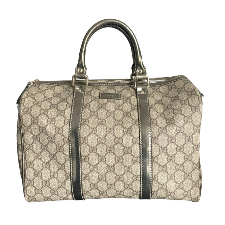 Vintage Gucci Monogram Boston Weekend Bag in Beige/Brown and Metallic | NITRYL