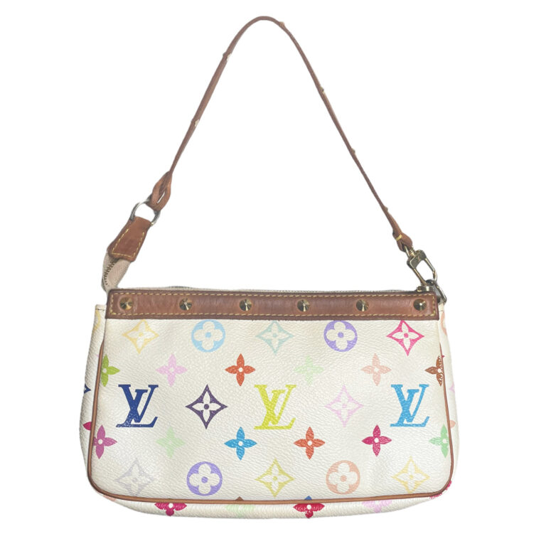 Vintage Louis Vuitton Monogram Murakami Pochette in Multicolour White | NITRYL