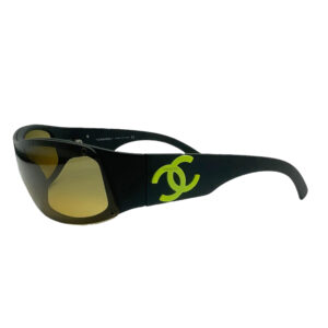 Vintage Chanel Chunky Logo Sunglasses in Black / Green | NITRYL