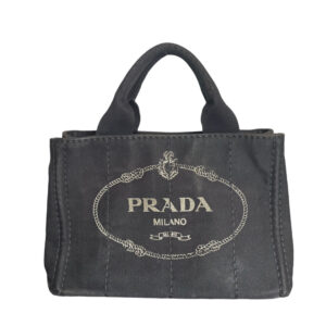 Vintage Prada Canvas Mini Canapa Tote in Black | NITRYL