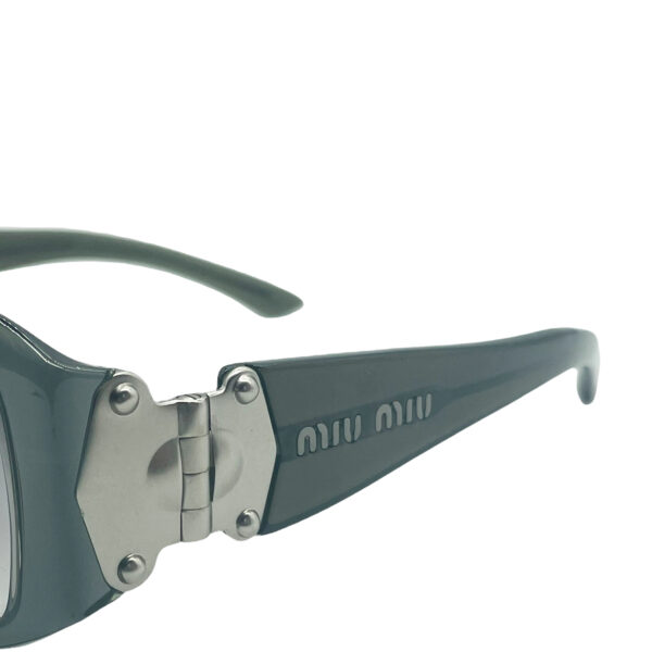 Miu Miu Chunky Sunglasses in Dark Green / Grey - Image 2