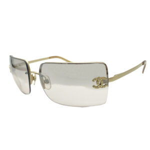 Vintage Chanel Diamante Rimless Sunglasses in Gold | NITRYL