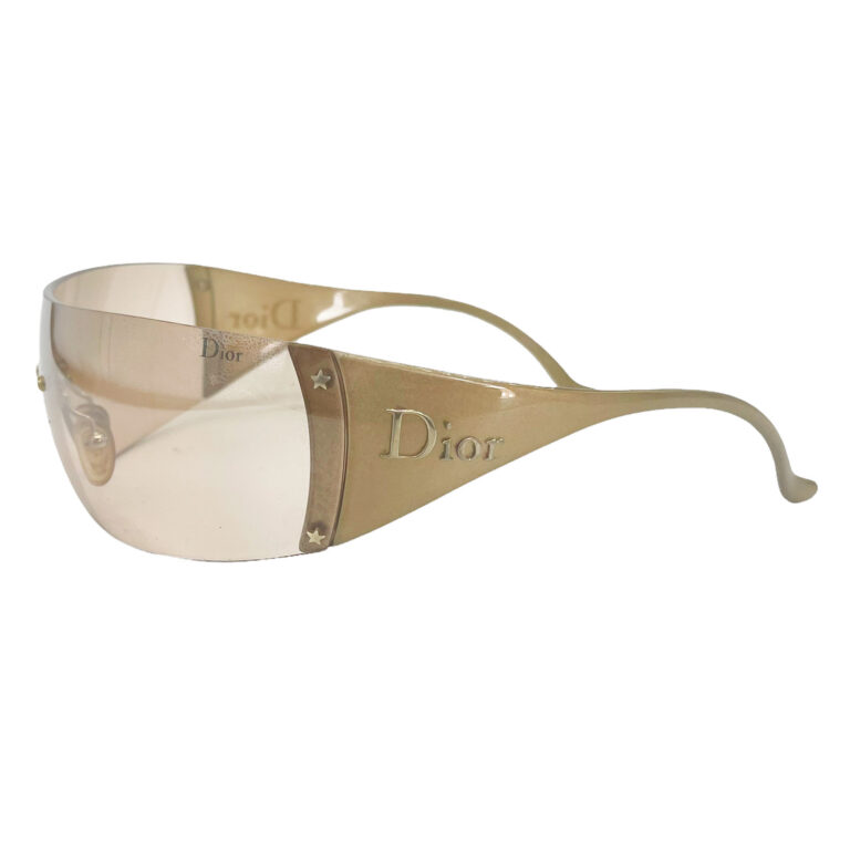 Vintage Dior Ski Rimless Shield Sunglasses in Gold | NITRYL