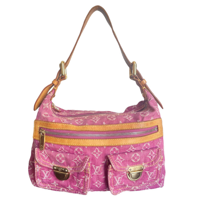 Vintage Louis Vuitton Monogram Denim Baggy Shoulder Bag in Pink | NITRYL