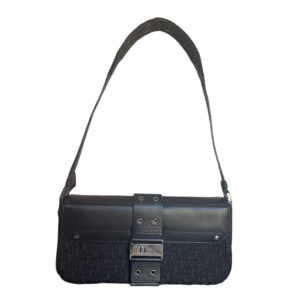 Vintage Dior Monogram Columbus Shoulder Baguette Bag in Black | NITRYL