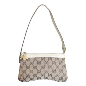 Vintage Gucci Monogram Mini Shoulder Bag in Beige / Cream with Moth Charm | NITRYL