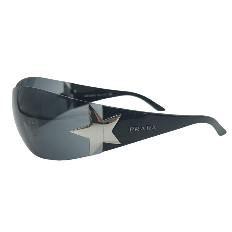 Vintage Prada Star Shield Sunglasses in Black | NITRYL