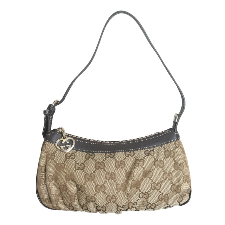 Vintage Gucci Mini Shoulder Bag in Beige / Brown and Gold | NITRYL