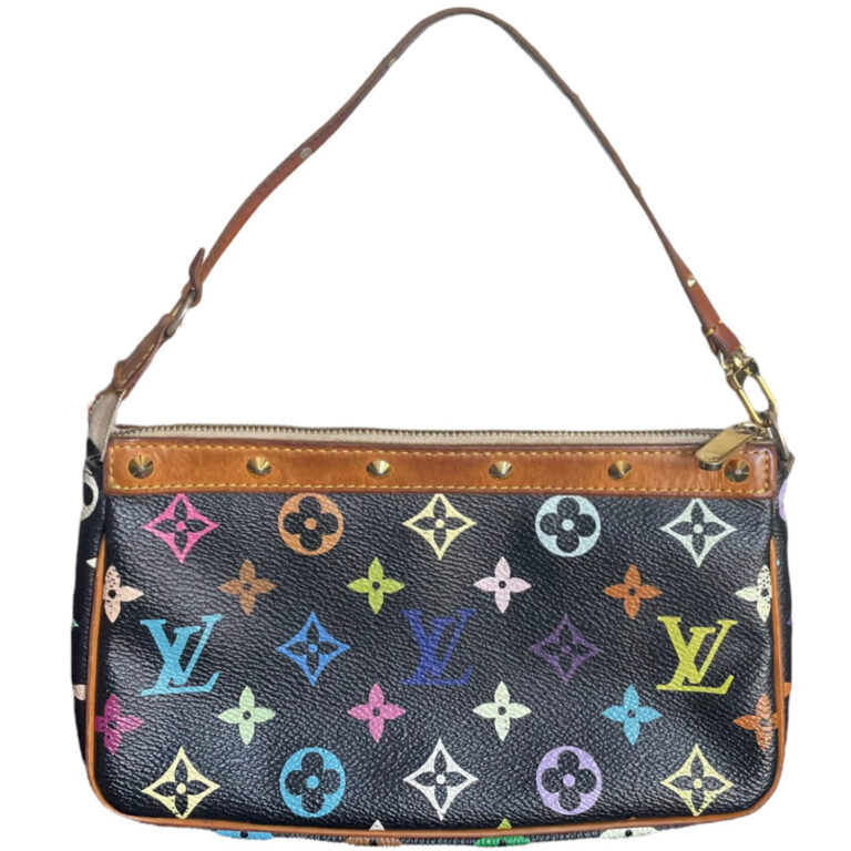 Vintage Louis Vuitton Monogram Murakami Pochette in Multicolour Black | NITRYL