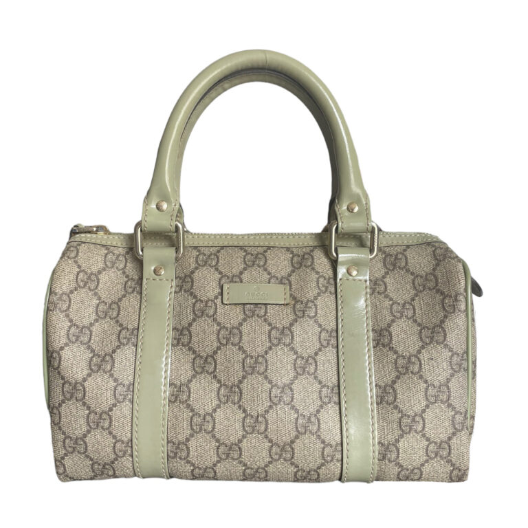 Vintage Gucci Monogram Mini Boston Bag in Beige / Khaki Green | NITRYL