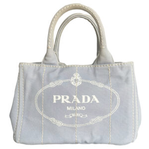 Vintage Prada Canvas Canapa Mini Tote in Baby Blue | NITRYL