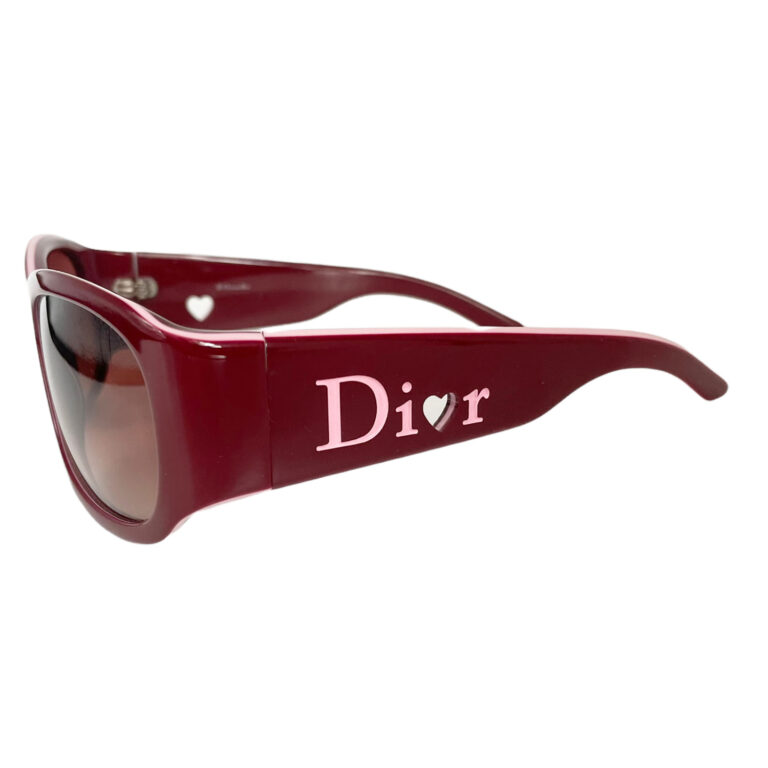 Vintage Dior Chunky Heart Logo Sunglasses in Red / Pink | NITRYL