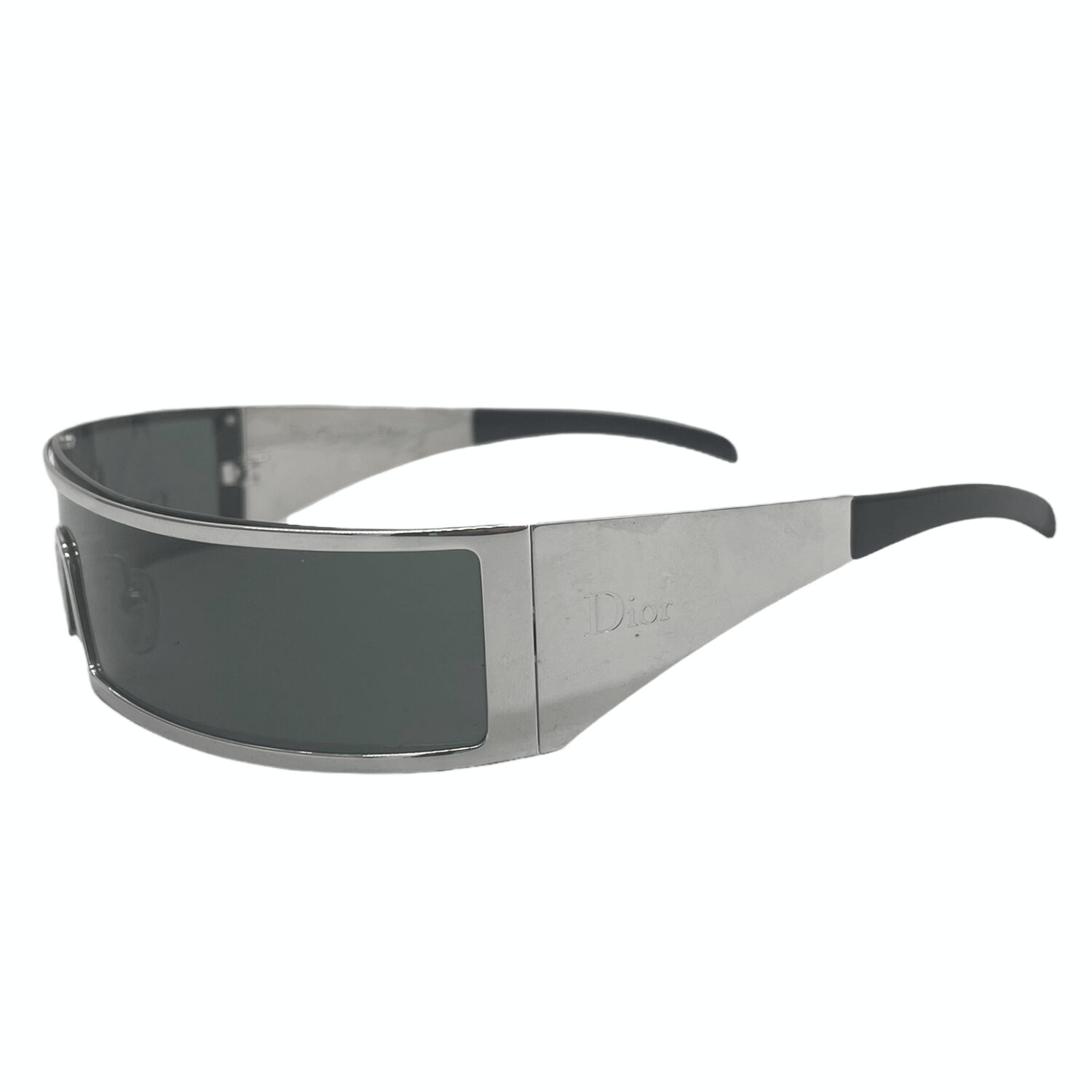 Vintage Dior Punk Shield Sunglasses in Silver | NITRYL