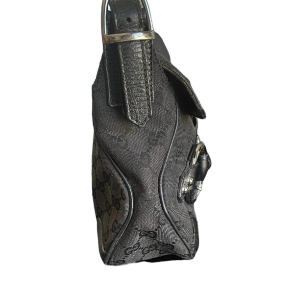 Gucci Monogram Horsebit Shoulder Bag in Black - Image 6