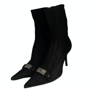 Vintage Dior Logo Suede Ankle Boots in Black UK 7 | NITRYL