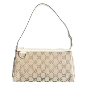 Vintage Gucci Monogram Mini Pochette Shoulder Bag in Beige / Cream | NITRYL