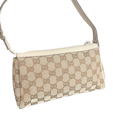 Gucci Monogram Mini Pochette Shoulder Bag in Beige Cream Nitryl