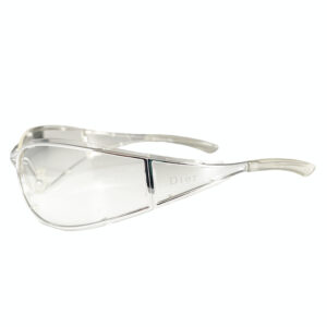 Vintage Dior Rimless Wrap Around Shield Sunglasses in Silver | NITRYL