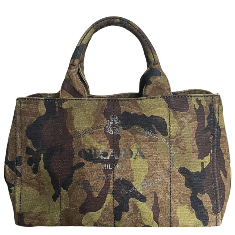 Vintage Prada Canapa Tote Bag in Camoflauge Green | NITRYL