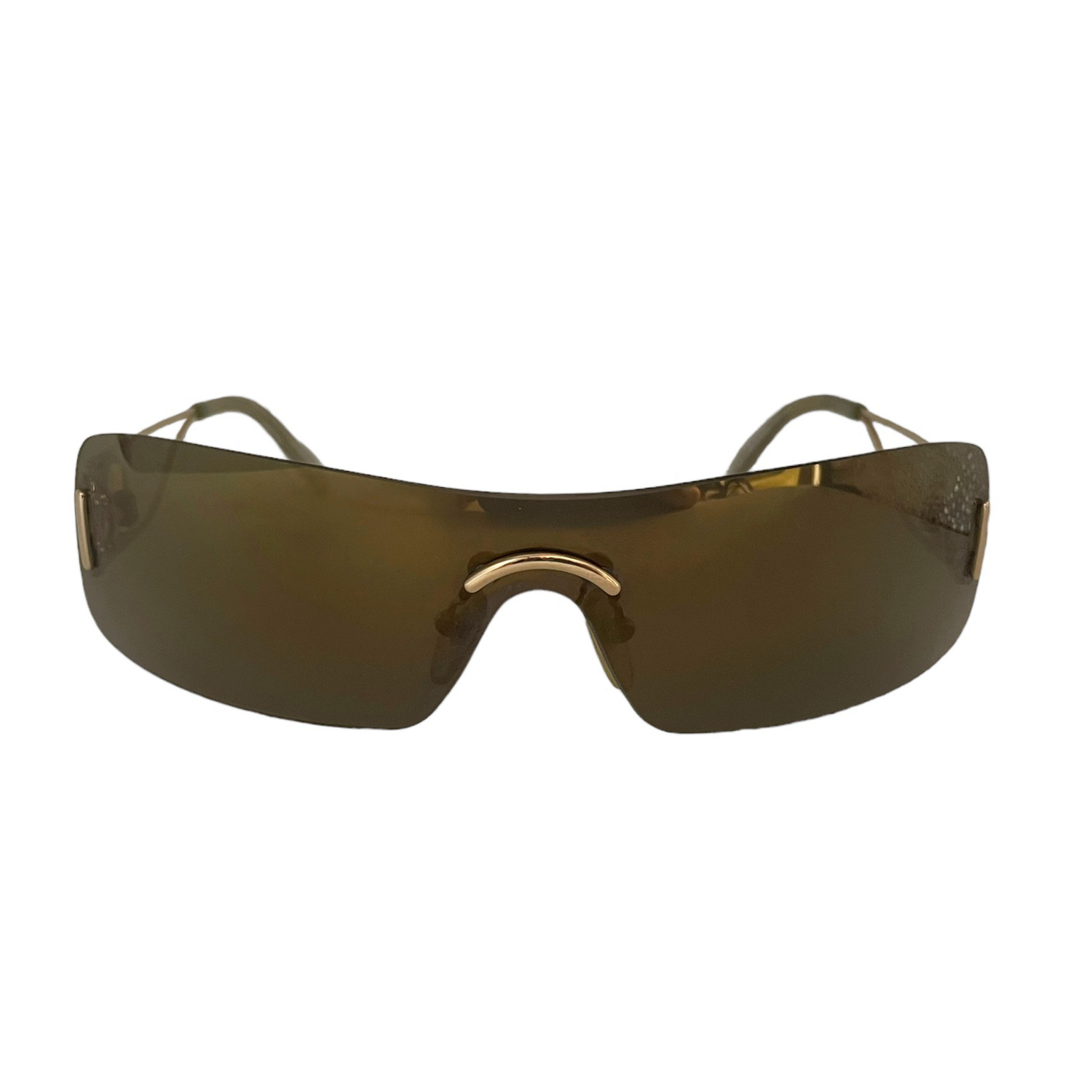 Dior Rimless Shield Sunglasses In Khaki Brown Gold Nitryl 