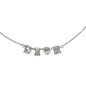 Vintage Dior Crystal Spellout Necklace in Silver | NITRYL