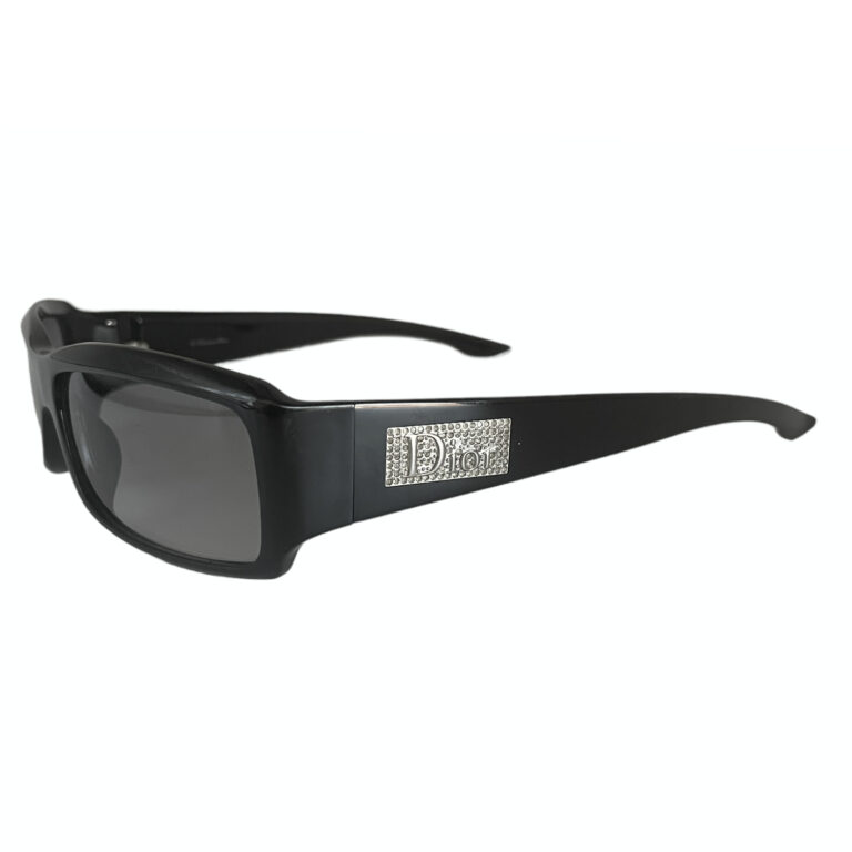 Vintage Dior Diamante Logo Sunglasses in Black / Silver | NITRYL