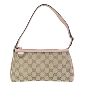 Vintage Gucci Monogram Mini Pochette Shoulder Bag in Beige / Baby Pink | NITRYL