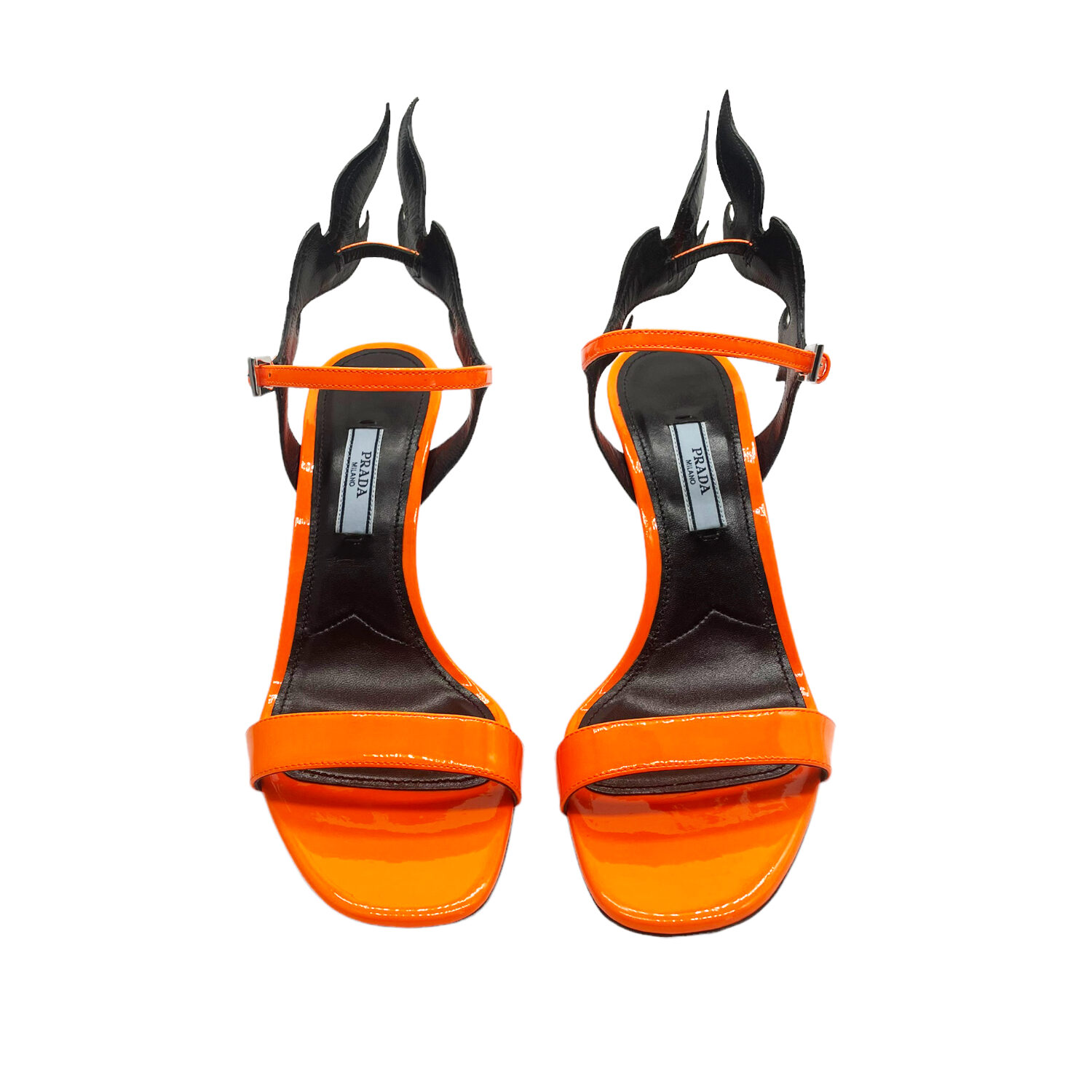 Orange prada cheap flame heels