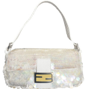 Vintage Fendi Sequin Shoulder Baguette Bag in Iridescent White | NITRYL