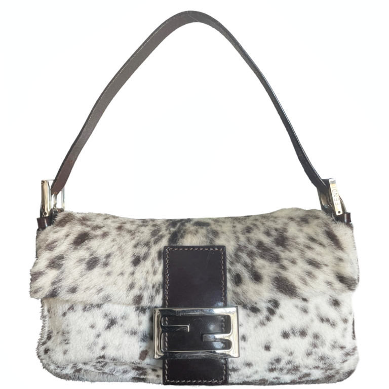 Vintage Fendi Dalmation Print Fur Baguette Shoulder Bag | NITRYL