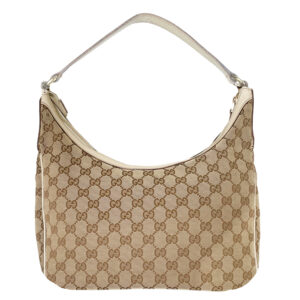 Vintage Gucci Monogram Hobo Shoulder Bag in Beige / Cream | NITRYL