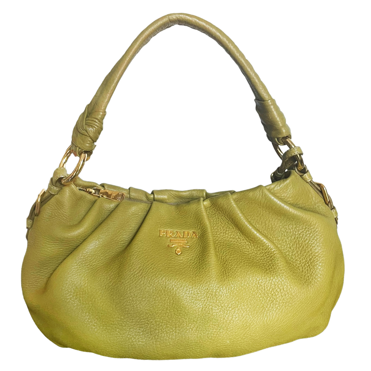 Prada Leather Shoulder Bag in Olive Green / Gold – Nitryl