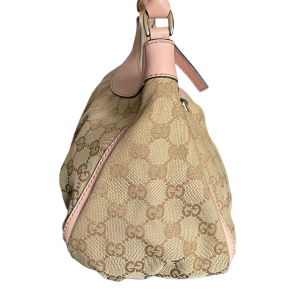 Gucci Monogram Hobo Shoulder Bag in Beige / Baby Pink - Image 3