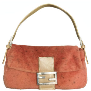 Vintage Fendi Fur Shoulder Baguette Bag in Orange | NITRYL