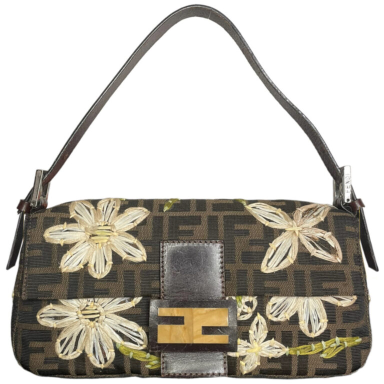 Vintage Fendi Monogram Daisy Shoulder Baguette Bag | NITRYL